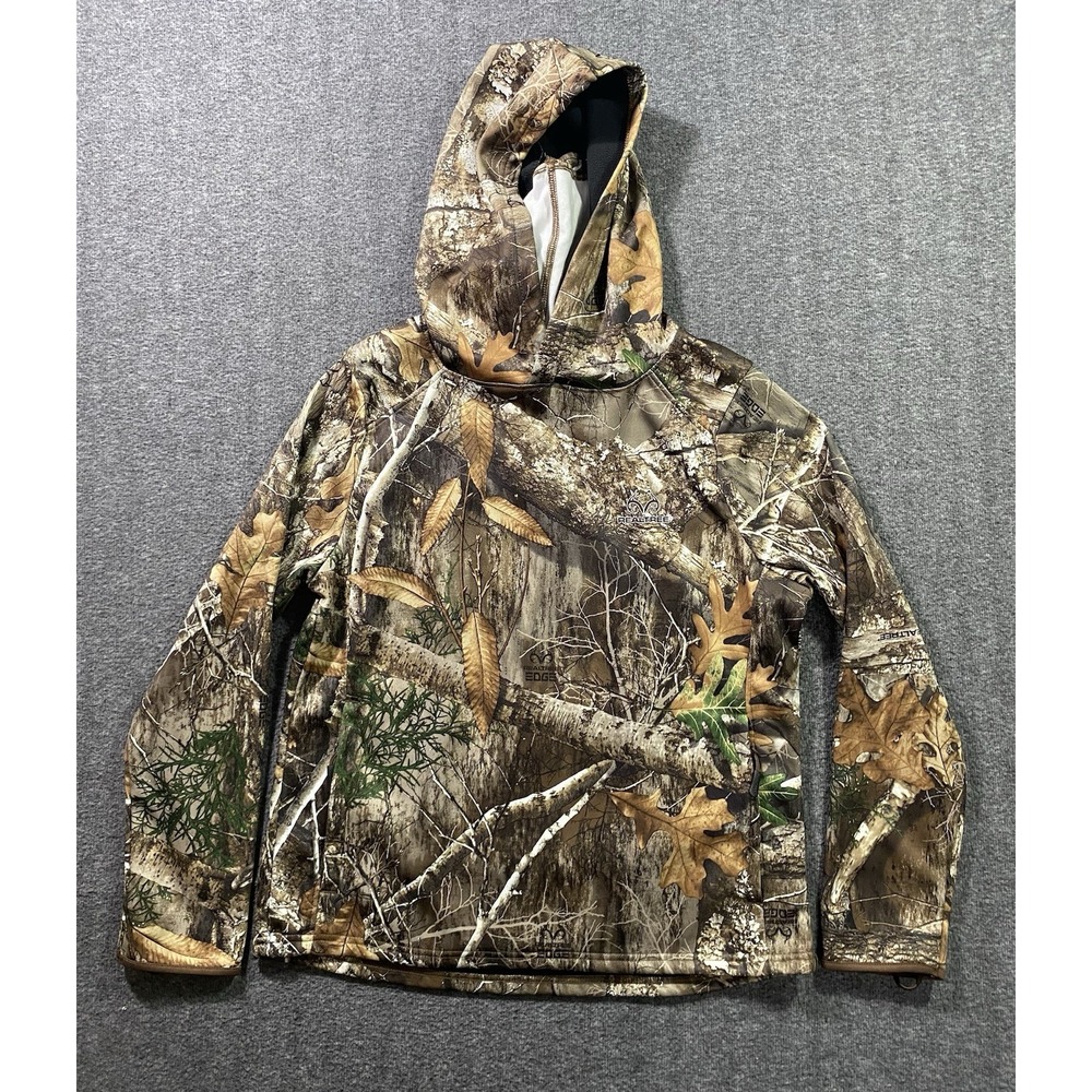 Realtree Hoodie Womens Brown Green Camo Edge Pullover Sweater Size L(12/14)